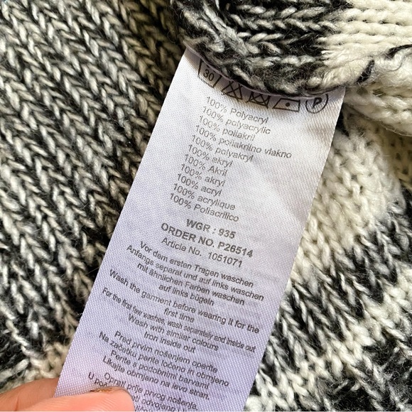 🖤 JANINA BLACK GREY WHITE LONG KNIT CARDIGAN SWEATER! - Picture 14 of 15